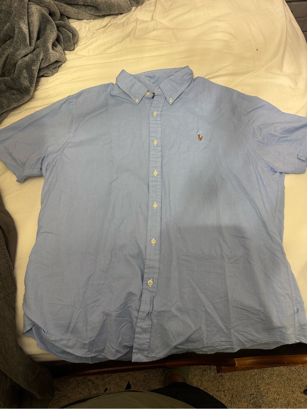 Ralph Lauren Light Blue Short-Sleeve Button-Down Oxford Shirt